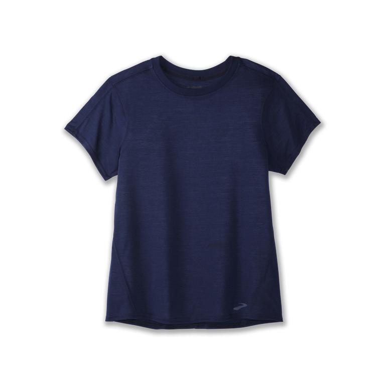 Brooks Distance Womens Short Sleeve Running Shirt - Navy - Indonesia (CYFM-42795)